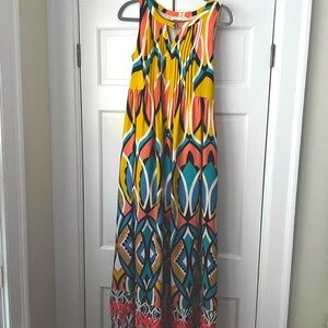 Anthropologie Floreat maxi multi colored dress with embroidered